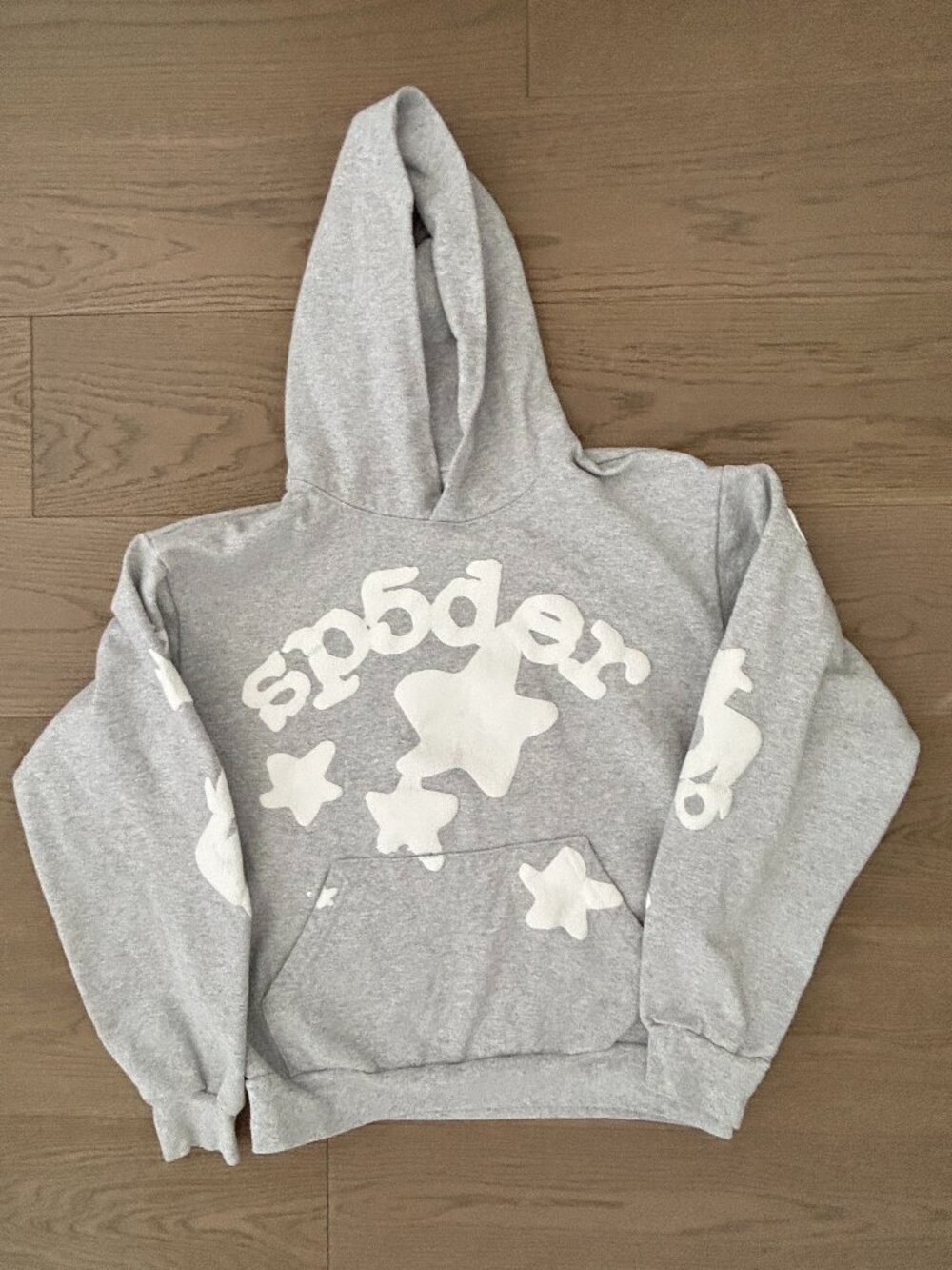 SP5DER Beluga Hoodie Heather Grey White Stars Made in USA Size M